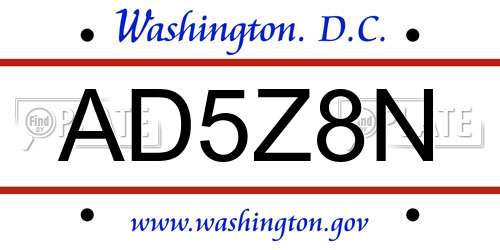 AD5Z8N District Of Columbia License Plate