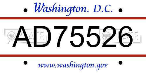 AD75526 District Of Columbia License Plate
