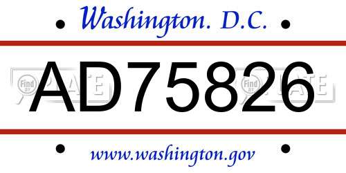 AD75826 District Of Columbia License Plate