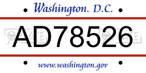 AD78526 District Of Columbia License Plate
