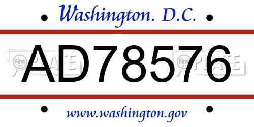AD78576 District Of Columbia License Plate
