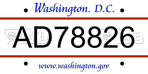 AD78826 District Of Columbia License Plate