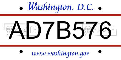 AD7B576 District Of Columbia License Plate