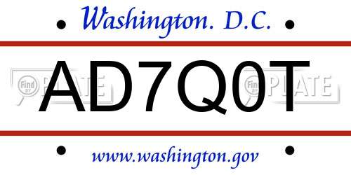 AD7Q0T District Of Columbia License Plate
