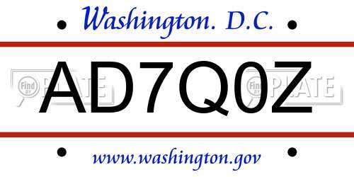 AD7Q0Z District Of Columbia License Plate