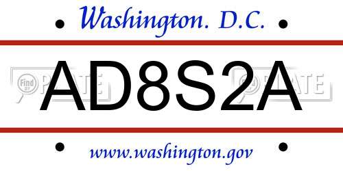 AD8S2A District Of Columbia License Plate