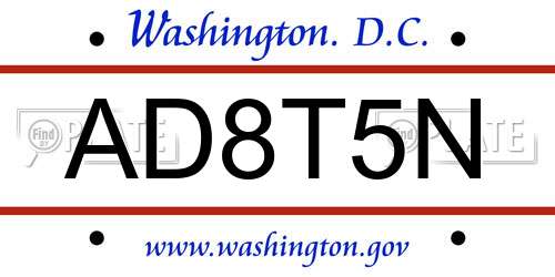AD8T5N District Of Columbia License Plate