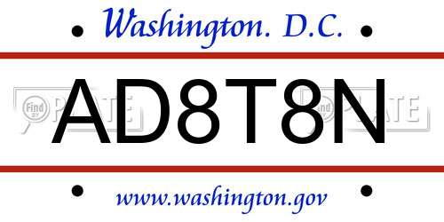 AD8T8N District Of Columbia License Plate