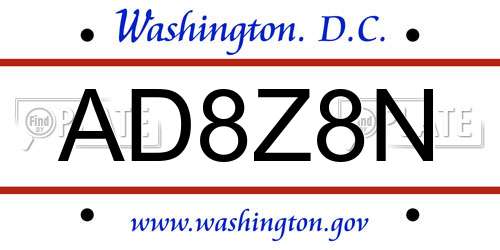 AD8Z8N District Of Columbia License Plate