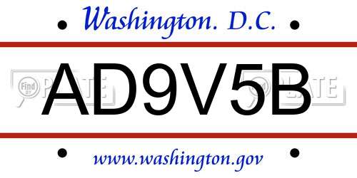 AD9V5B District Of Columbia License Plate