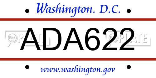 ADA622 District Of Columbia License Plate