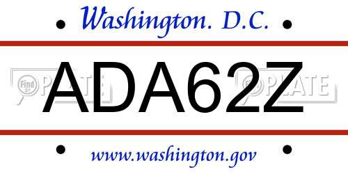 ADA62Z District Of Columbia License Plate
