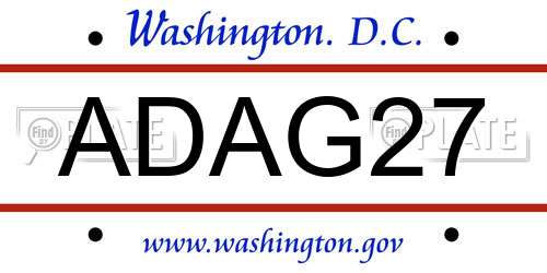 ADAG27 District Of Columbia License Plate