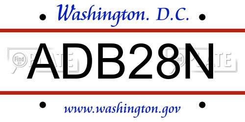 ADB28N District Of Columbia License Plate
