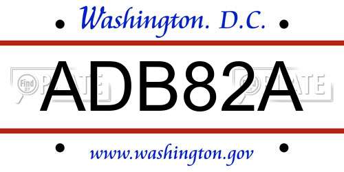 ADB82A District Of Columbia License Plate