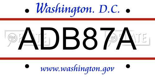 ADB87A District Of Columbia License Plate