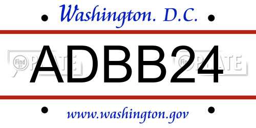ADBB24 District Of Columbia License Plate