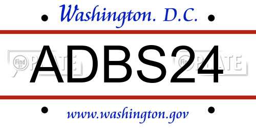 ADBS24 District Of Columbia License Plate