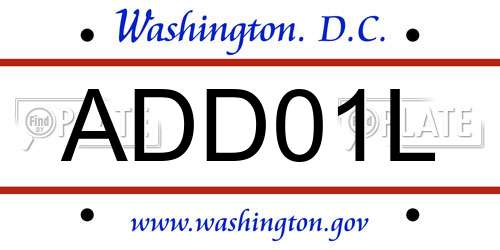 ADD01L District Of Columbia License Plate