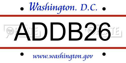 ADDB26 District Of Columbia License Plate