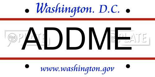 ADDME District Of Columbia License Plate
