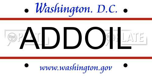 ADDOIL District Of Columbia License Plate