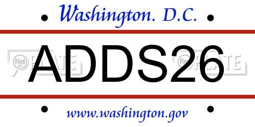 ADDS26 District Of Columbia License Plate
