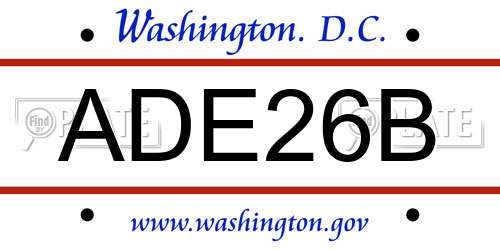 ADE26B District Of Columbia License Plate