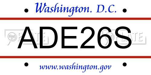 ADE26S District Of Columbia License Plate