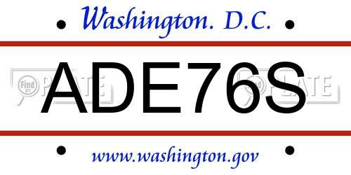 ADE76S District Of Columbia License Plate