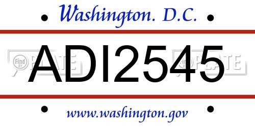 ADI2545 District Of Columbia License Plate