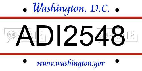 ADI2548 District Of Columbia License Plate