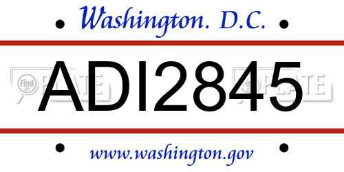 ADI2845 District Of Columbia License Plate