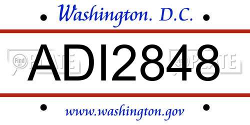 ADI2848 District Of Columbia License Plate
