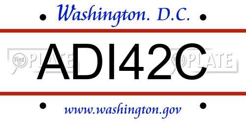 ADI42C District Of Columbia License Plate