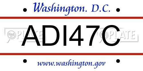ADI47C District Of Columbia License Plate