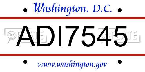 ADI7545 District Of Columbia License Plate