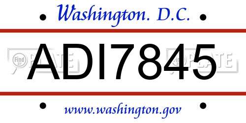 ADI7845 District Of Columbia License Plate