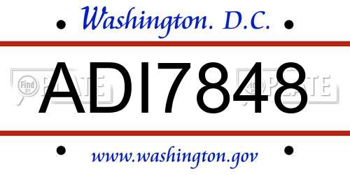 ADI7848 District Of Columbia License Plate