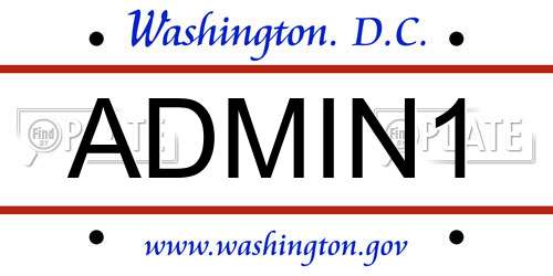ADMIN1 District Of Columbia License Plate