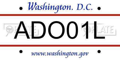 ADO01L District Of Columbia License Plate
