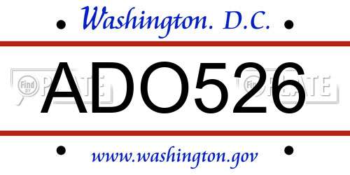 ADO526 District Of Columbia License Plate