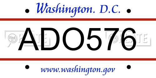 ADO576 District Of Columbia License Plate