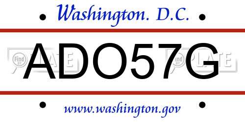 ADO57G District Of Columbia License Plate