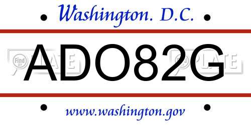 ADO82G District Of Columbia License Plate