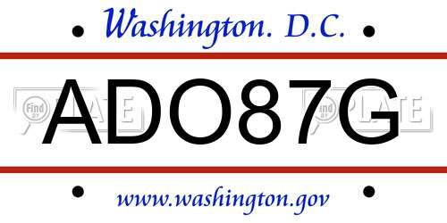 ADO87G District Of Columbia License Plate