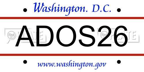 ADOS26 District Of Columbia License Plate