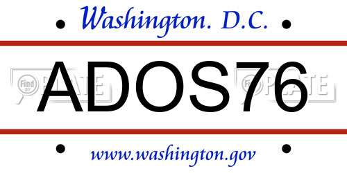 ADOS76 District Of Columbia License Plate