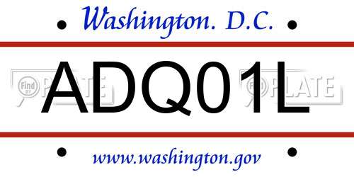 ADQ01L District Of Columbia License Plate