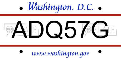 ADQ57G District Of Columbia License Plate